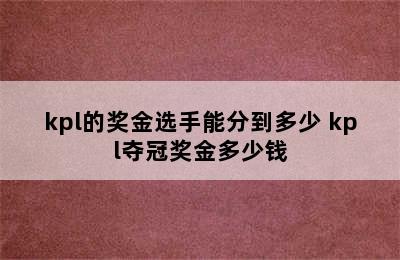 kpl的奖金选手能分到多少 kpl夺冠奖金多少钱